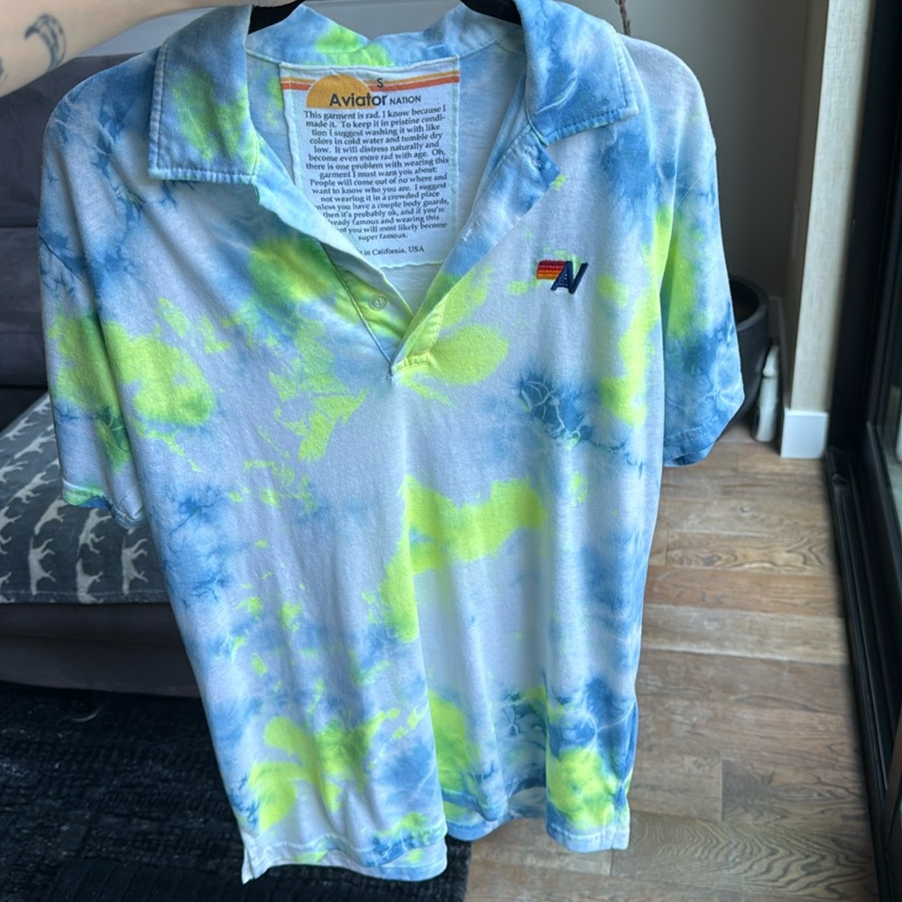 Aviator Nation 1:1 tie dye polo shirt